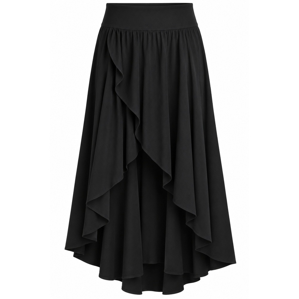 Halara Black High Low Ruffle Skort Skirt with Built-in Shorts NWT Size 34 Waist